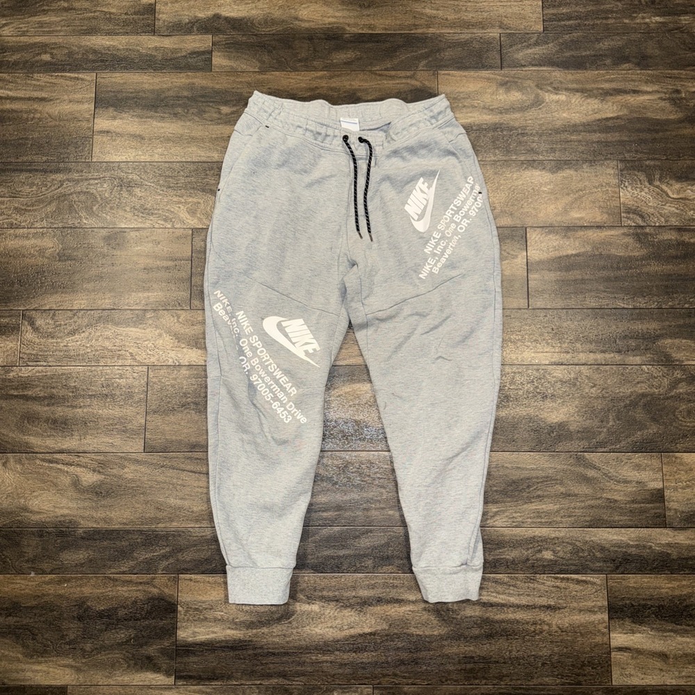 Nike Sportswear Tech Fleece Graphic Print Tapered Sweatpants Men's Large Grey